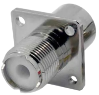 U-242B, гнездо, UHF, на корпус, с фланцем 4 отв., прижимное, RG-213