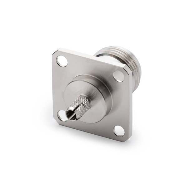 N-241F, гнездо N, на корпус, с фланцем 4 отв., под обжим, RG-58