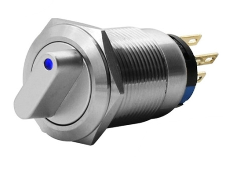 Переключатель M19 LED IP67 (Синий)