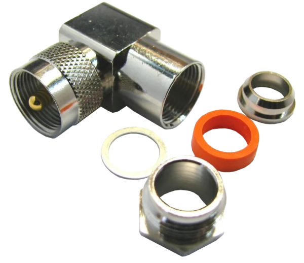 U-122B, штекер UHF, угловой, под пайку, RG-213