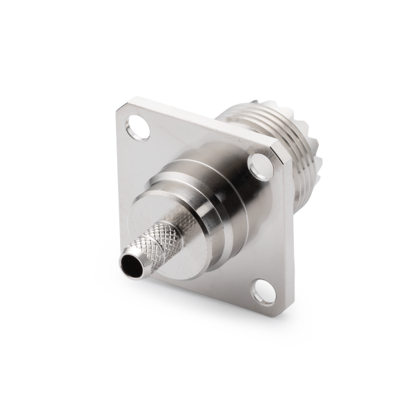 U-241F, гнездо UHF, на корпус, с фланцем 4 отв., обжимное, RG-58