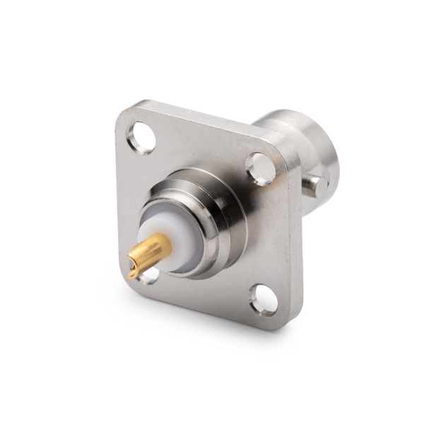 B-245, гнездо, BNC, на корпус, с фланцем 4 отв.