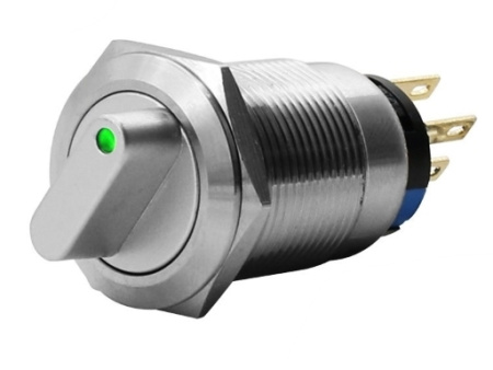 Переключатель M19 LED IP67 (Зеленый)